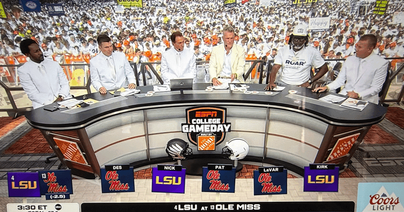 Who did Nick Saban and the ESPN College GameDay crew pick in the LSU vs. Ole Miss game?